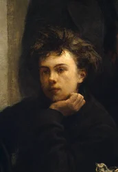 Angolo del tavolo, (dettaglio). Ritratto di Arthur Rimbaud, poeta francese. Dipinto di Henri Fantin Latour