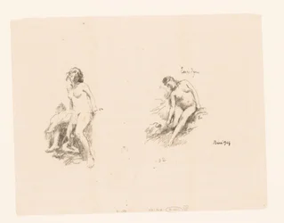 Foglio di studio con due donne nude