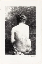 Studio di donna seduta, vista da dietro