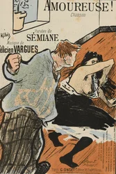 Copertina della partitura di Amoureuse! di Felicien Vargues, di Henri Gabriel Ibels. Litografia a colori