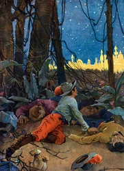 Rappresentazione di El Dorado (El Dorado o Eldorado), una leggendaria città d’oro che attirò gli europei nei secoli XVI e XVII e nacque all’epoca della conquista del Nuovo Mondo da parte dei conquistadores nel XVI secolo (Il mito di El Dorado)