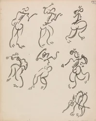 Sette figure danzanti, in tre registri