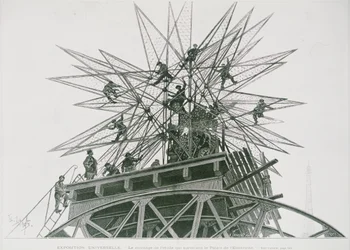 Esposizione Universale del 1900: Installazione della stella sulla cima del Palazzo dell