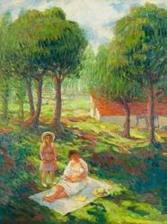 Madre e bambino in un paesaggio, 1900