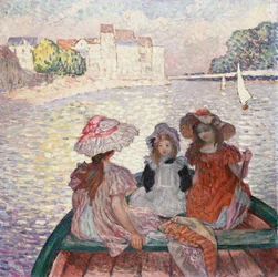 Tre ragazze in una barca