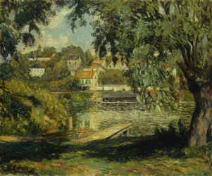 Villaggio sulle rive del fiume, c.1900