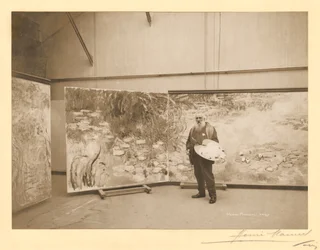 Claude Monet (1840-1926) davanti ai suoi dipinti 