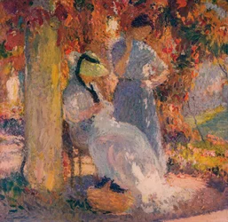 Scena di cucito sotto la pergola a Marquayrol, 1902, c1932