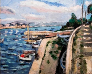 Barche in un porto, 1926 circa (olio su tela)