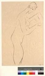 La lettura, nudo di profilo