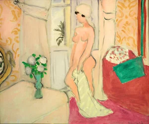 Nudo rosa o Giovane ragazza con vaso di fiori, 1920 circa (olio su tela)
