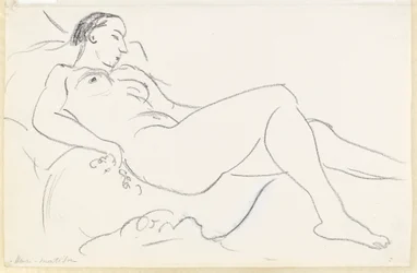 Nudo femminile reclinato (gesso bianco e nero su carta)