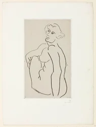 Nudo femminile seduto, vista di tre quarti