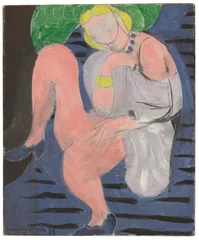Nudo seduto, sfondo blu