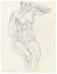 Nudo seduto, 1918 circa (grafite e gesso nero su carta)