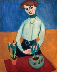 Giovane donna con tulipani