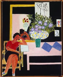 liseuse sur fond noir 1939 (olio su tela)