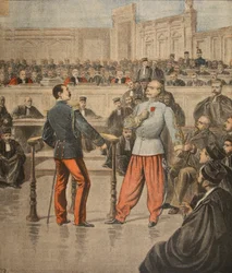 Il colonnello Henry e il tenente colonnello Picquart parlano davanti alla Corte d