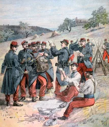 Consegna della posta prima delle grandi manovre militari, 1893