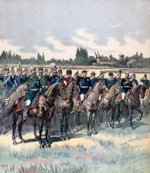 Parata militare con il generale Saussier e attacchi militari stranieri, 14 luglio 1891