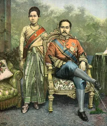 Ritratto del re Rama 5 e della regina Savang Vadhana