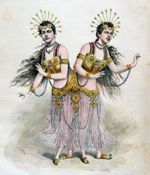 Rosa e Josepha Blazek, gemelle siamesi della Boemia, 1891