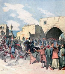 Il console francese arriva a Betlemme durante le festività natalizie, 1892