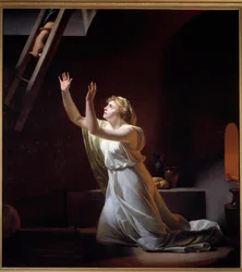Il supplizio di una vestale. Una vestale, sacerdotessa romana votata alla castità, viene sepolta viva in una cantina per la sua colpa. Dipinto di Henri-Pierre Danloux (1753-1809), 1790, 1,6 x 1,45 m
