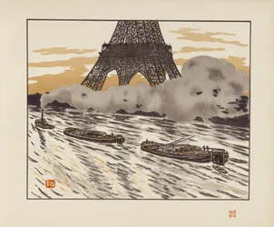 Le chiatte [Le trentasei vedute della Torre Eiffel]