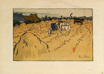Un cavallo e il villaggio di La Chapelle (Saint-Briac)
