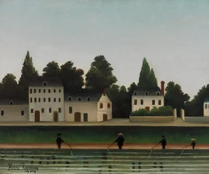 Paesaggio e quattro pescatori