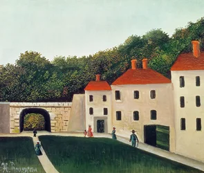 Paesaggio con un arco e tre case, 1907