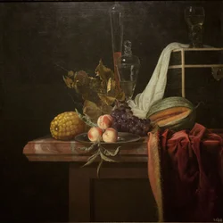 Natura morta con bicchiere e frutta