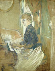 Al pianoforte, Madame Juliette Pascal nel salone del castello di Malrome, 1896