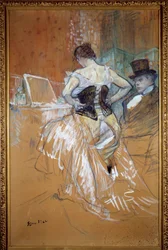 Conquete in transito, la donna nel corsetto. Pastello e disegno di Henri de Toulouse-Lautrec