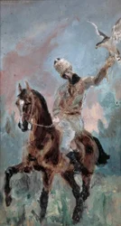 Il conte Alphonse de Toulouse-Lautrec come falconiere