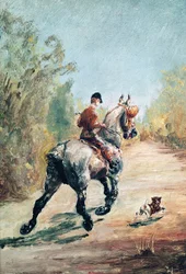 Cavaliere al trotto con un cagnolino, 1879