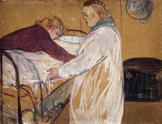 Due donne che fanno il letto
