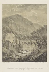 Paesaggio montano con mulino ad acqua vicino a Treviri