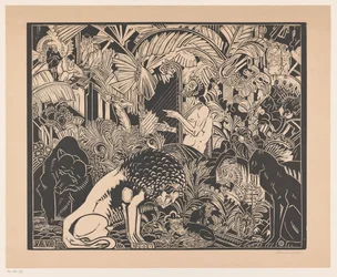 Orfeo suona la sua arpa per gli animali