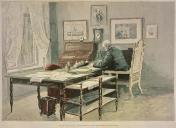Il principe Bismarck nel suo studio a Friedrichsruh, c.1890