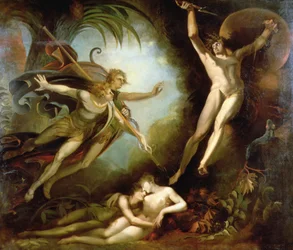Satana che Fugge dal Tocco della Lancia di Ithuriel