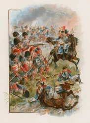 Piazza degli Highlanders del 42° caricata dai corazzieri francesi a Quatre Bras, 16 giugno 1815