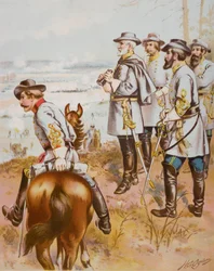 Il generale Robert E. Lee (1807-70) alla battaglia di Fredericksburg, 13 dicembre 1862