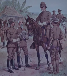 Guerra ispano-americana 1898, truppe statunitensi, Gen Lawton a cavallo, comandante della Seconda Divisione, 5° Corpo d