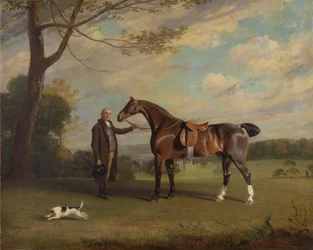 Il groom del conte di Shrewsbury che tiene un cavallo da caccia
