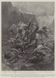 La rivolta della frontiera indiana, gli uomini del Dorsetshire combattono corpo a corpo con il nemico in un Nullah sul passo Tseri-Kandao