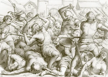 Come Hereward ottenne il resto del prezzo della sua anima (incisione)