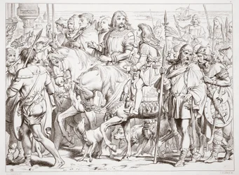 Come Hereward entra nella fortezza consacrata di St. Bertin, illustrazione da Hereward the Great di Charles Kingsley, pub. 1870
