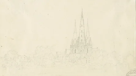 Cattedrale di Lichfield - Vista est: disegno a matita, nd [?XIX secolo]